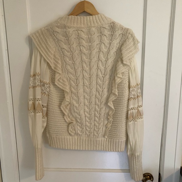 Anthropologie Cream Textured Sweater Vest Blouse combo Cream Cable Knit Sweater - Picture 4 of 9